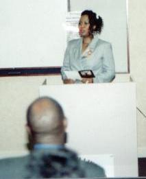 Vanessa speaking to First Friday Group